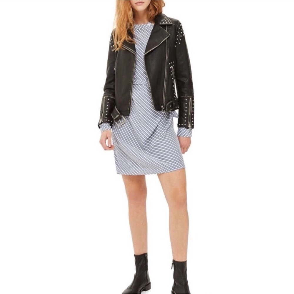 TopShop Distressed Leather Stud Jacket